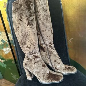 NEW Velvet Knee-High Boots Taupe Jeffery Campbell with box Naissance